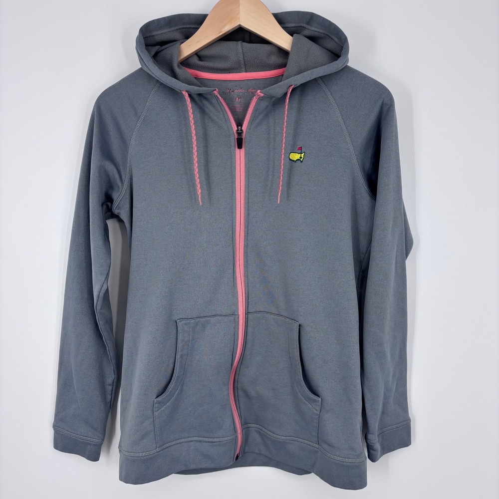 Magnolia Lane Masters Tech Full Zip Hoodie Womens M Gray Pink Golf Jacket